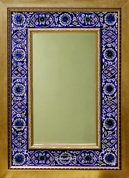 Зеркало "Турецкий орнамент". 70 х 90 см Надглазурная роспись на керамической плитке.
