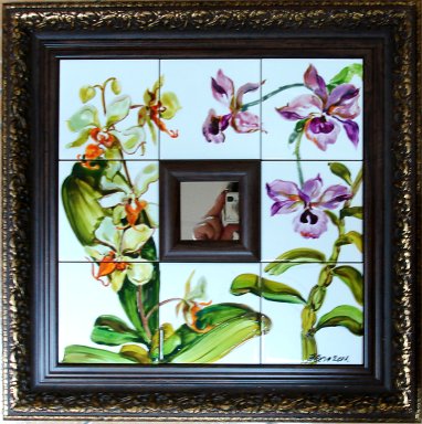 Зеркало "Орхидеи"  30 х 30 см