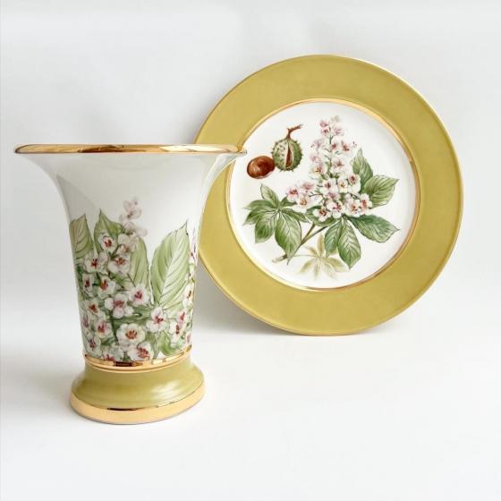 ваза и тарелка авторская роспись каштаны