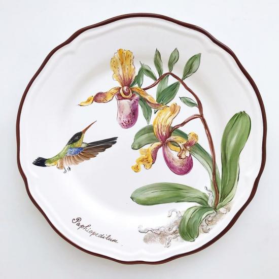 тарелка фарфор роспись орхидеи
