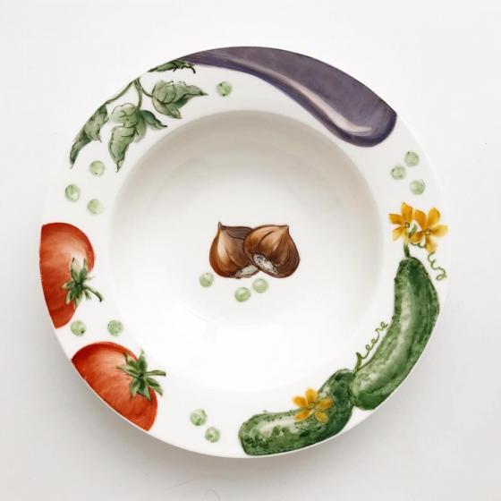 тарелка с овощами роспись